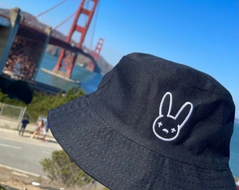 Chapeaux de seau Bad Bunny brodés 