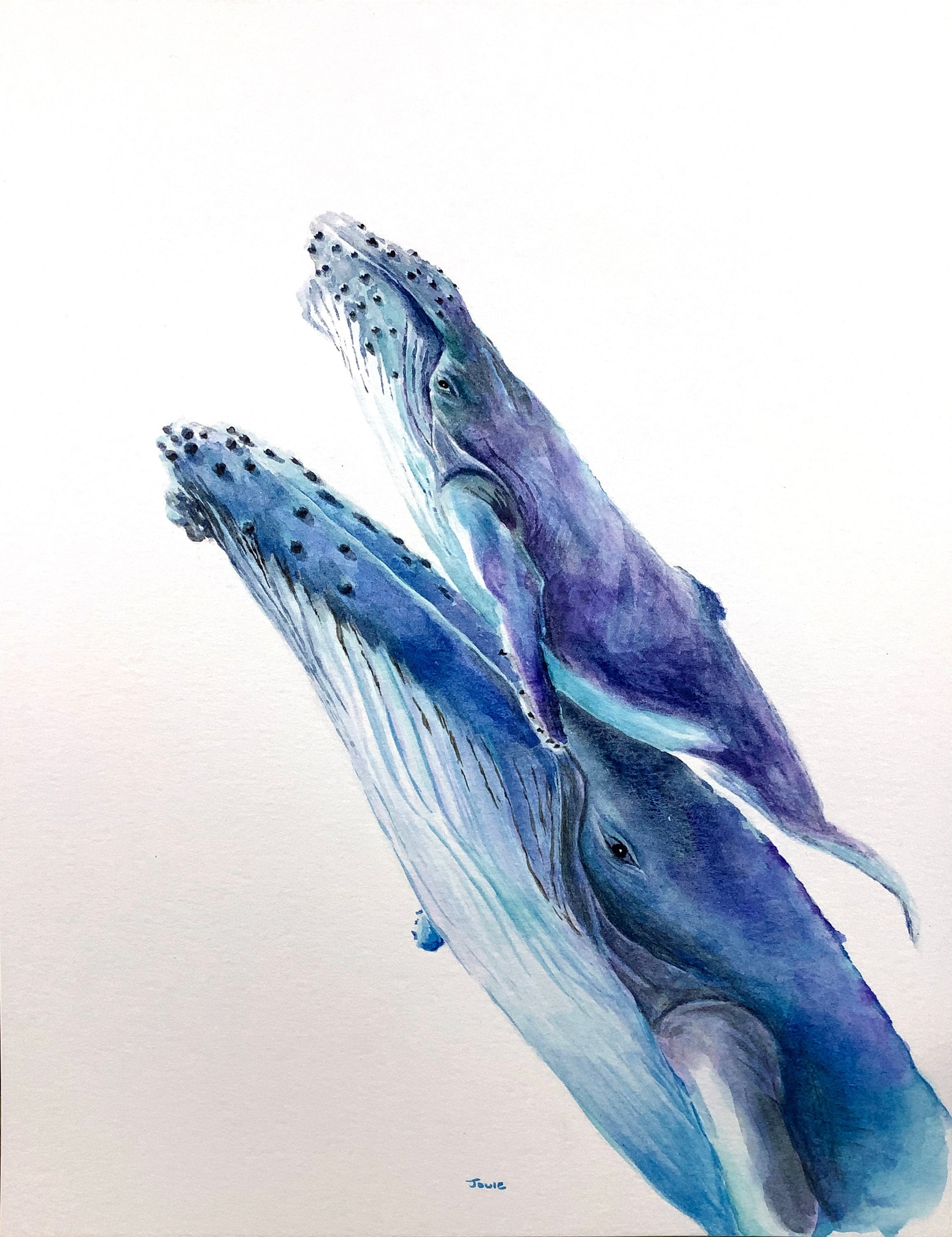 Original Wale Malerei Aquarell Tier Kunst 9 x | Etsy