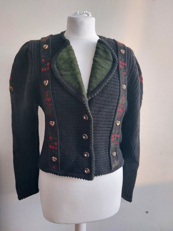 Vintage pure new wool trachten Austrian cardigan … - image 1