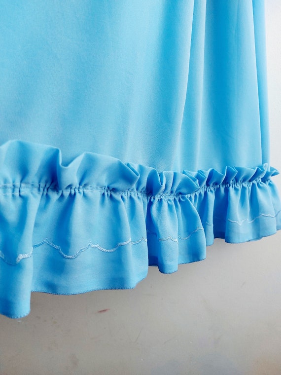 Vintage sky blue ruffle dress, 70s maxi dress, bl… - image 5