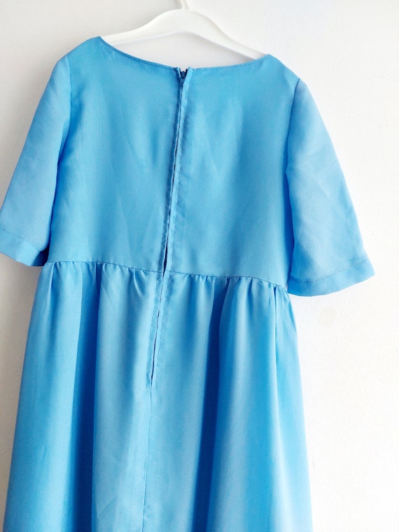 Vintage sky blue ruffle dress, 70s maxi dress, bl… - image 4