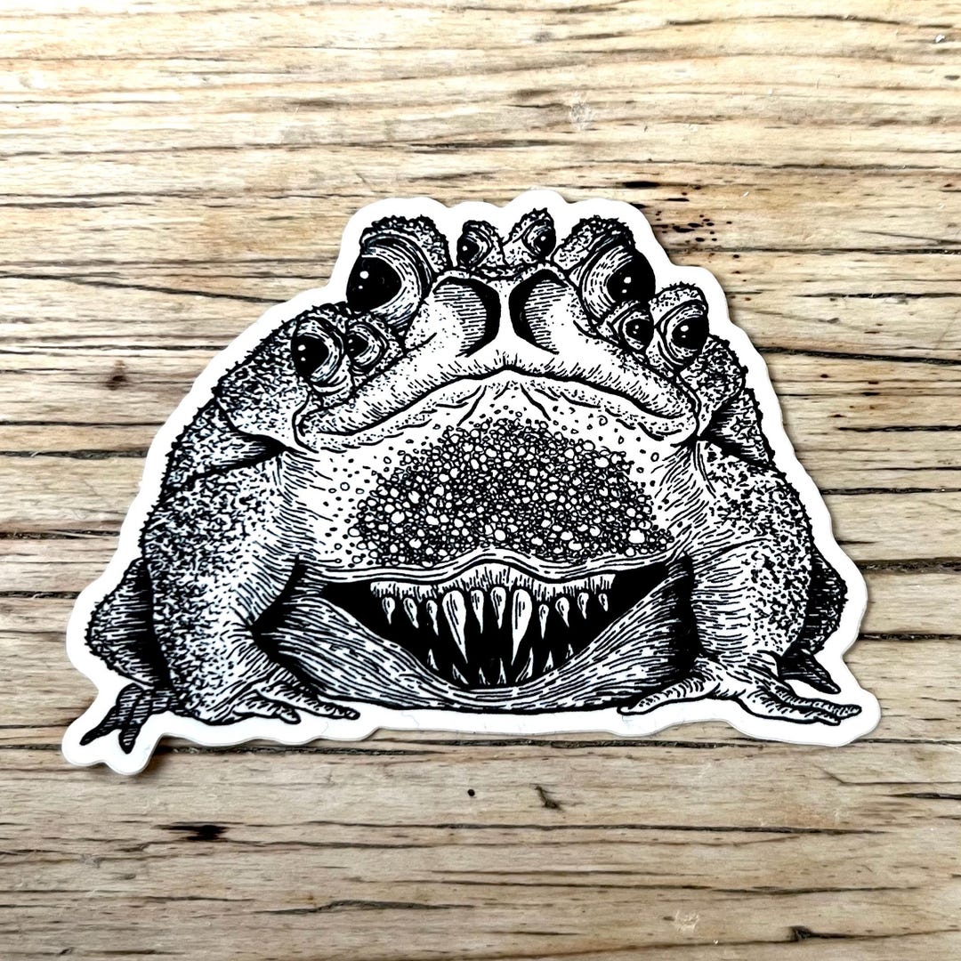 Toad Panic Sticker Toad Vinyl Glossy Stickers | Hand Drawn | Spooky Frog - Etsy