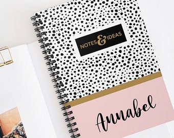 Personalized A5 Spiral Notebook: Polkadot Lined Journal