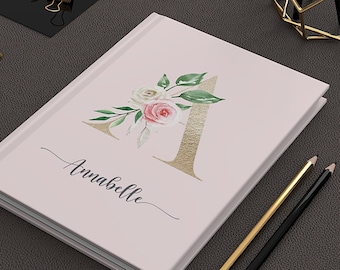 Personalised Floral Initial Hardcover Journal Monogram Notebook Gift