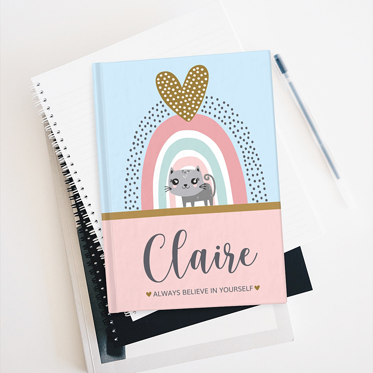 Personalised Journal for Girls, Custom Hardcover Diary, Cute