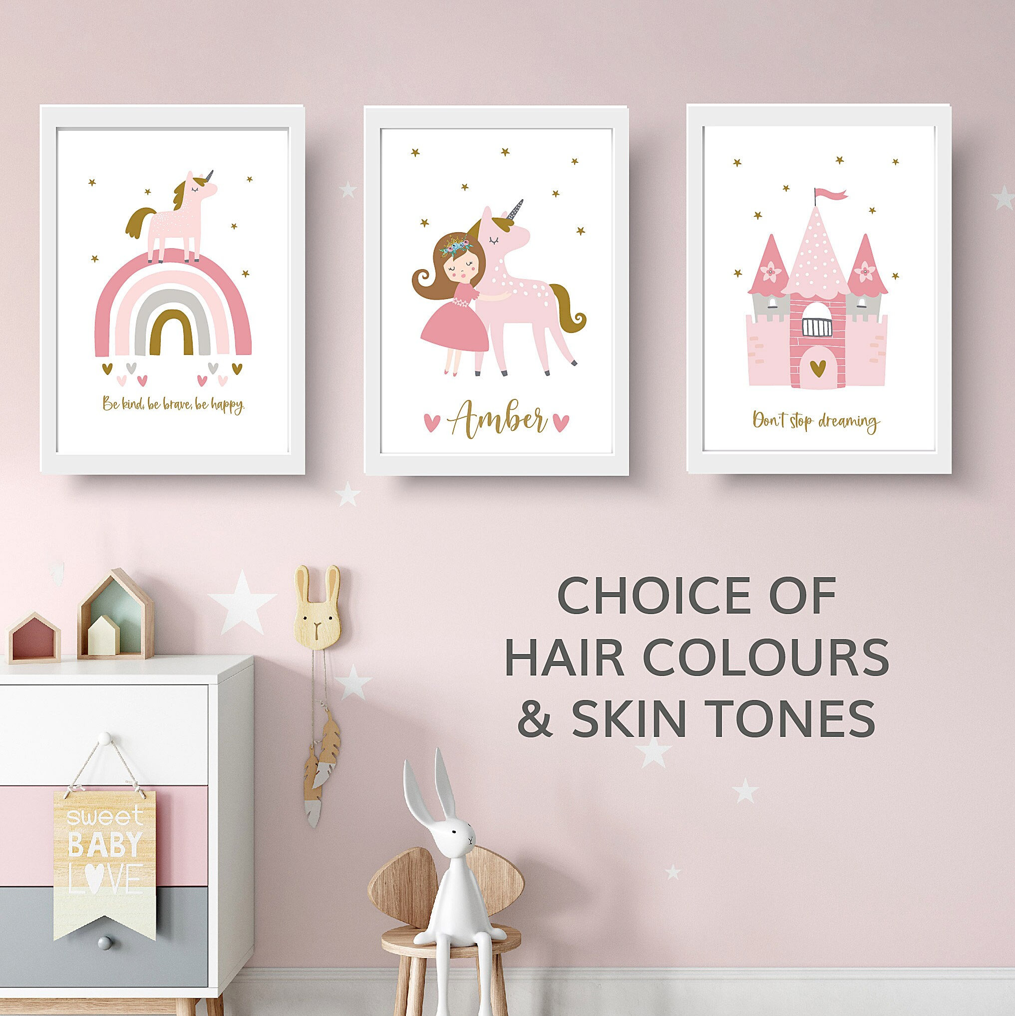Personalised Girls Bedroom Decor Set of 3 Unicorn Bedroom Wall Art Set of 3 Nursery Prints for Girls Princess Fairytale Prints for Girl. Etsy Canada
