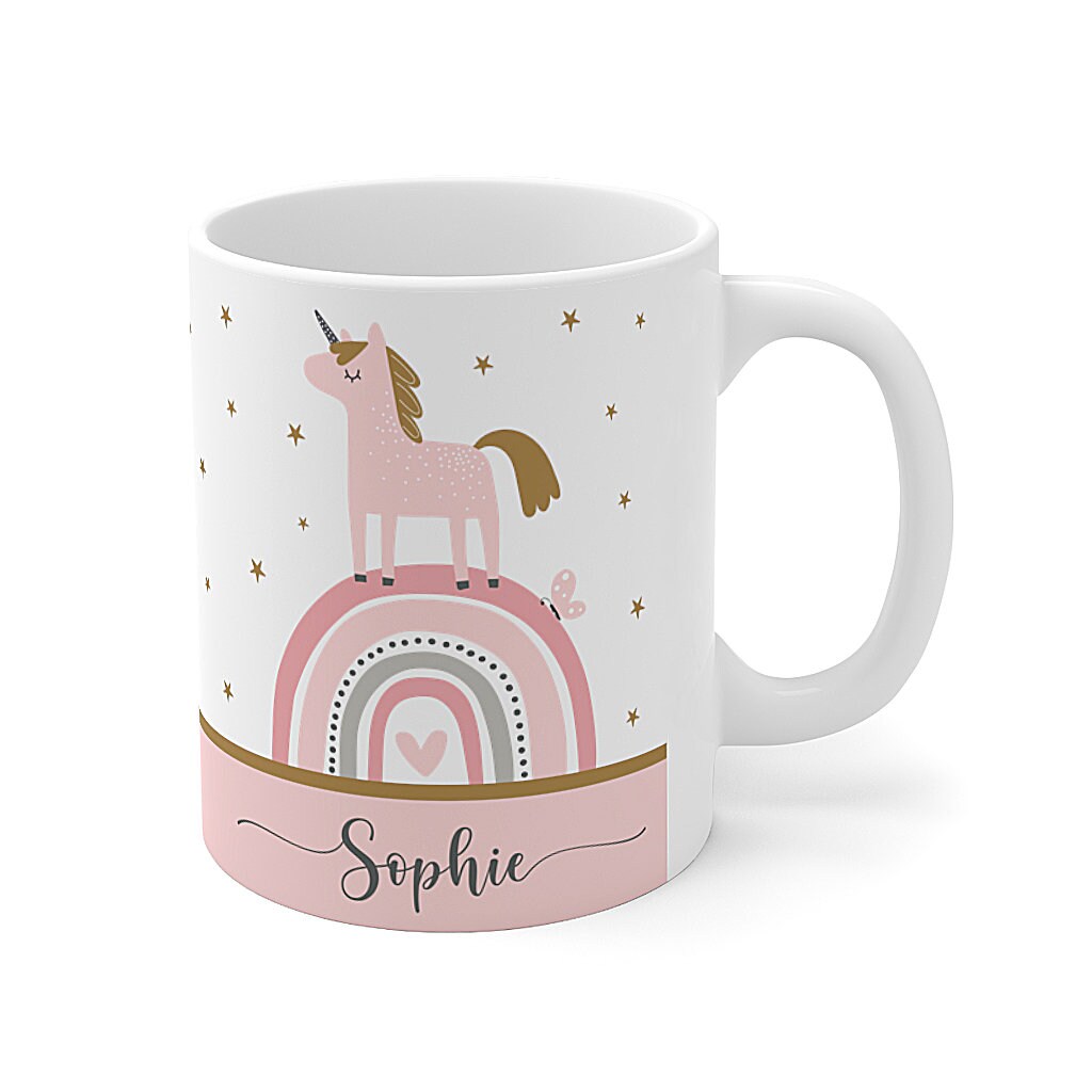 Personalised Unicorn Mug – Custom Name Rainbow Hot Chocolate Cup Gift ...