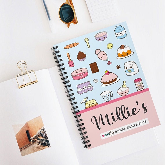 Personalised Recipe Notebook for Girls, Recipe Journal for Girls, Custom Recipe  Book, Personalised Cute Recipe Book, Cute Spiral Notebook. 