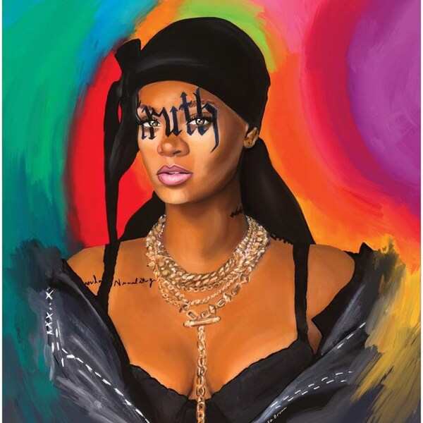 Rihanna Portrait Art Print- Acrylic Paint Oil Pastel- Poster Print- Bad Gal RiRi-Rihanna Navy- Vogue Magazine