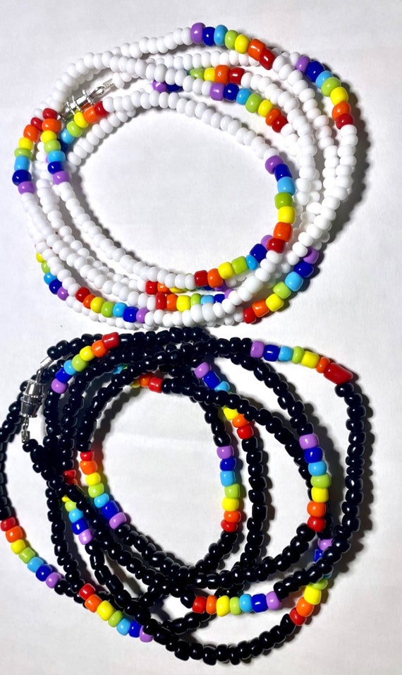 Rainbow pride Waist Beads With Clasps Belly Jewelry Weightloss