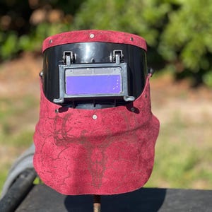 Custom chopped tiger hood leather welding hood