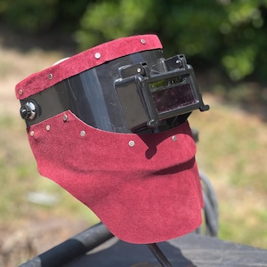 Custom chopped tiger hood leather welding hood