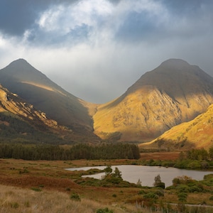 Scotland Landscape Mountain Print, Glencoe, Lochan Urr, Glen Etive