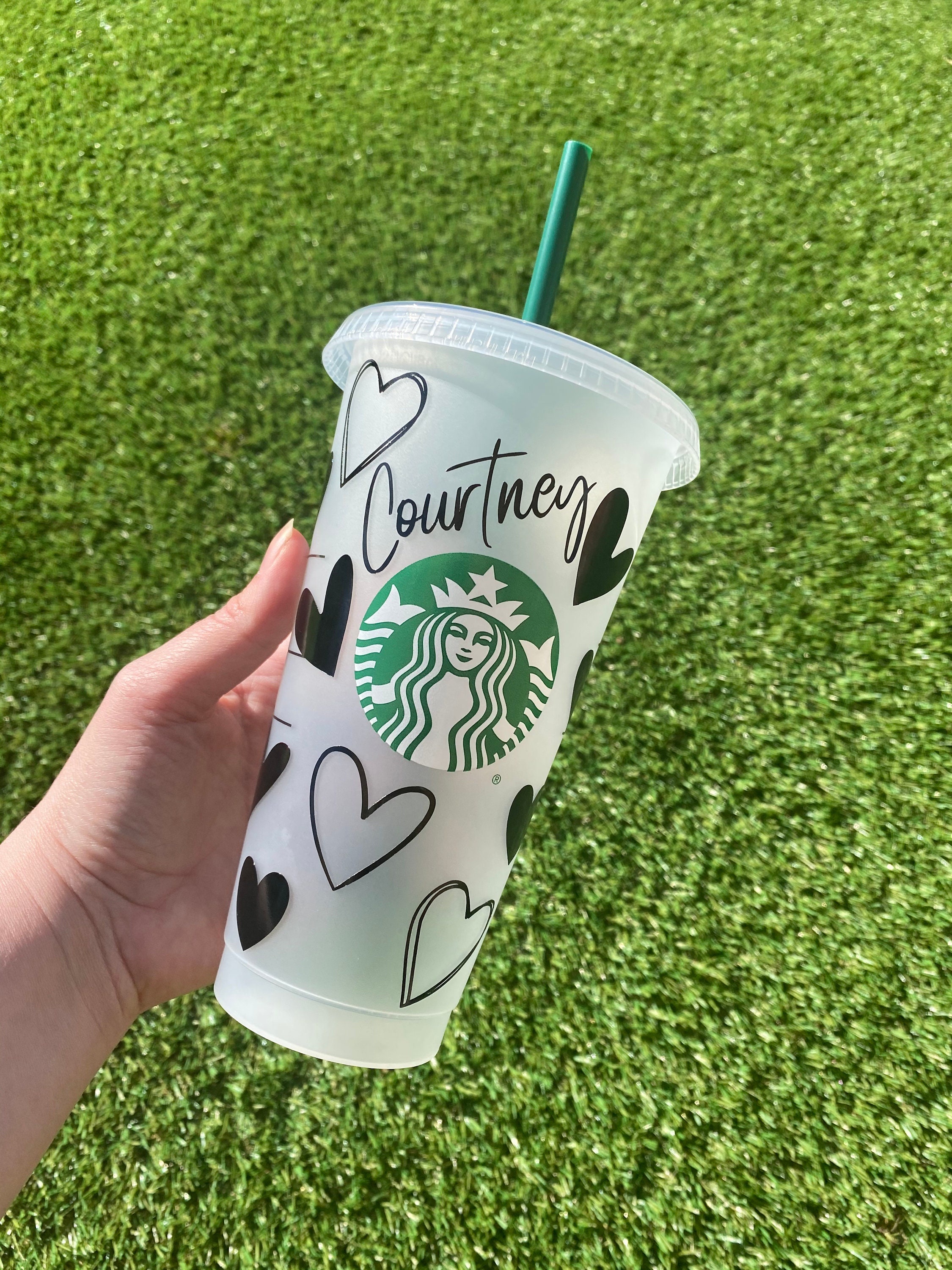 Blue Hearts Starbucks Cold Cup