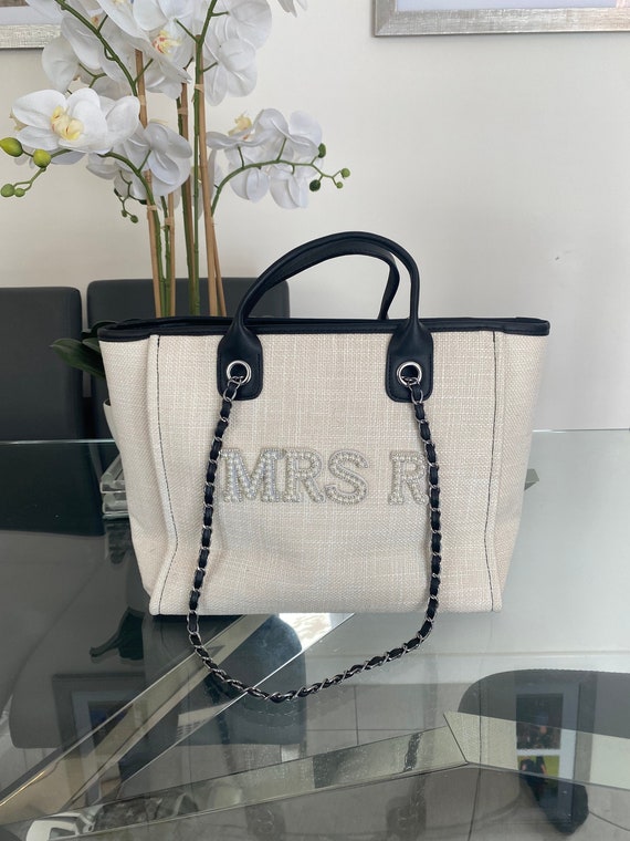 Personalised Bridal Pearl Handbag Woven Bag Bridal Shower Gift