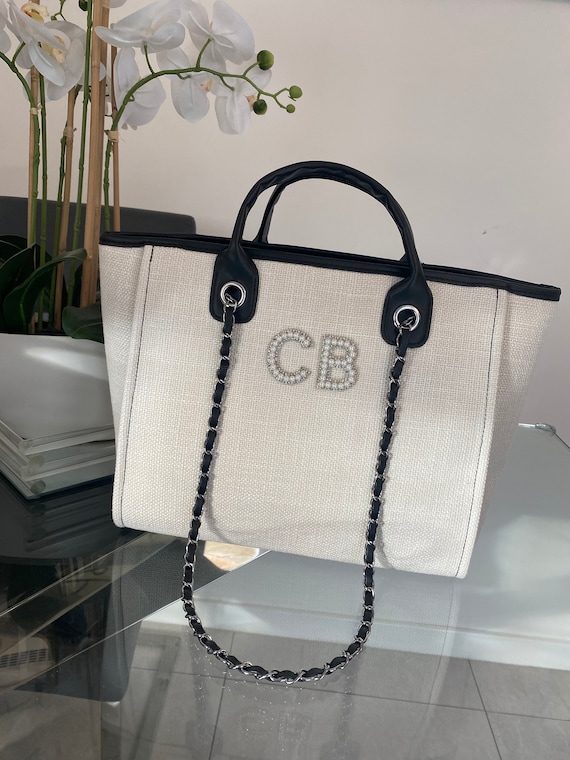 CHANEL Deauville Tote Bag in Light Gray Canvas