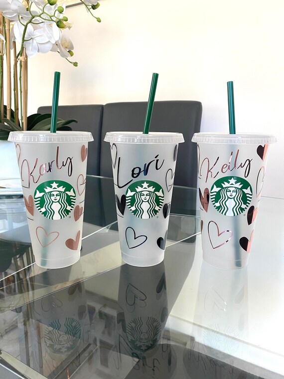 Personalised Cold Cup With Straw and Lid. Pastel Colours, Starbucks Cup  Inspired Iced Coffee 24oz Cup Size Large. Bridesmaid. Hen Party. 