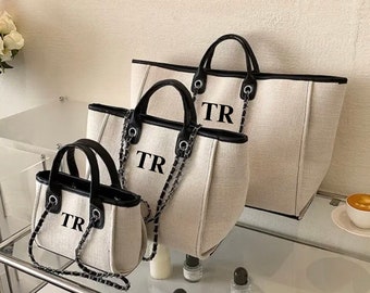 Borsa a tracolla personalizzata, borsa da donna, borsa da spiaggia, borsa a mano personalizzata, borsa di tela, regali per lei, borsa a catena, borsa personalizzata