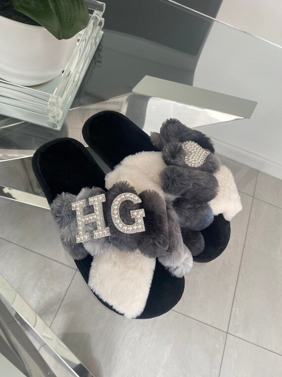 Personalised Slippers Fluffy Slippers Bridesmaid Slippers Etsy