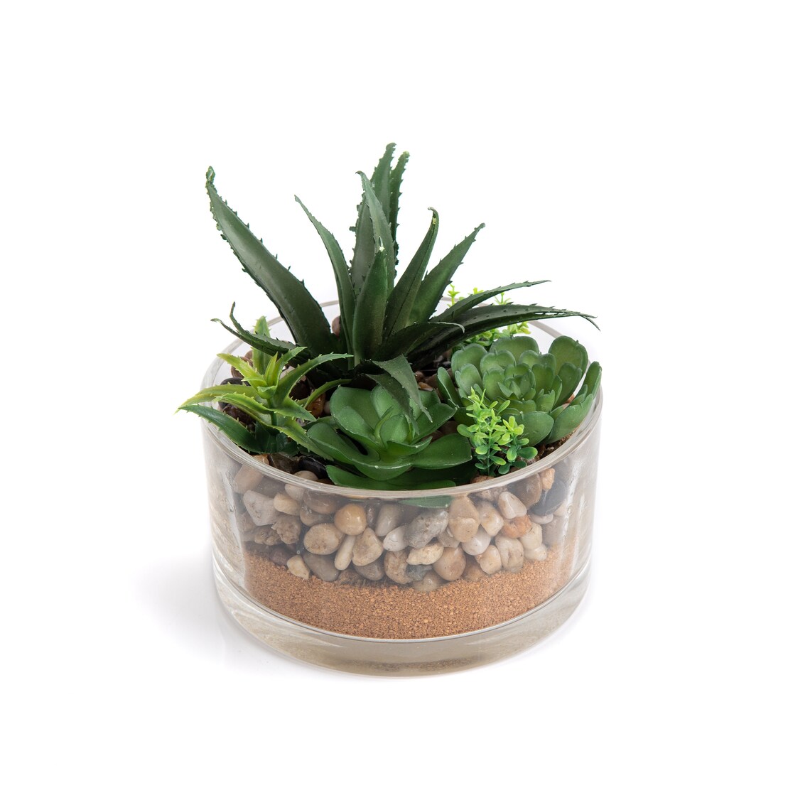 Glass Bowl with Sand and Artificial Succulent Plants Etsy