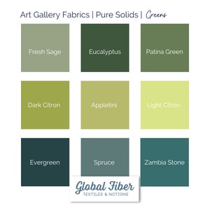PURE solids, Art Gallery Fabric , Greens part 2 of 2, search PURE solids for more colors