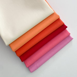 New PURE solids from Art Gallery Fabrics, 2022 colors, warm tones, pink, red, orange, coconut, rock candy, cactus flower, autumnal