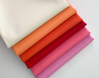 New PURE solids from Art Gallery Fabrics, 2022 colors, warm tones, pink, red, orange, coconut, rock candy, cactus flower, autumnal