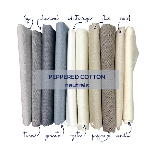 NEUTRAL TONES Peppered Cotton, Shot Cottons from Cory Pepper for Studio E Fabrics  *see other listing for more colors