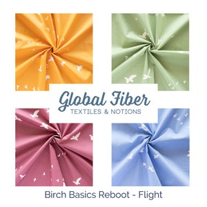 Flight, Birch Organic Fabrics, Bird print, blenders, 100 percent organic fabric, 1/2 yard increments