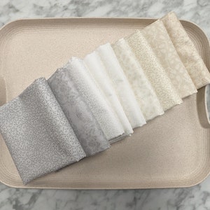 Tiny Tonal from Lewis and Irene fabrics, tone on tone, low-volume prints in white, cream and grey