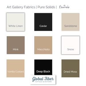 PURE solids, Art Gallery Fabric, Neutrals, search PURE solids for additional colors, half yard cuts
