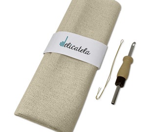 Punch Needle kit | Fabric 40 x 40 cm | Adjustable needle for xl wool