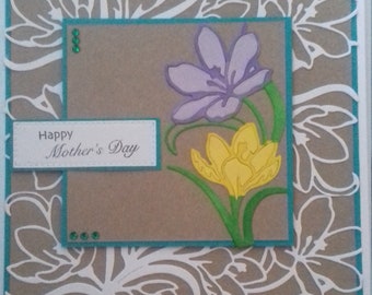Elegant teal crocus Mother&#39;s day card