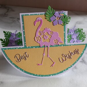 Flamingo, mis mejores deseos, tarjetas de felicitación de balancín doble paso