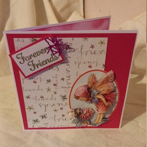 Hada de las flores amigo para siempre tarjeta de felicitación decoupage