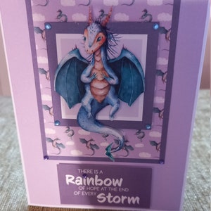 Tarjeta de felicitación del arco iris de la esperanza del dragón de decoupage