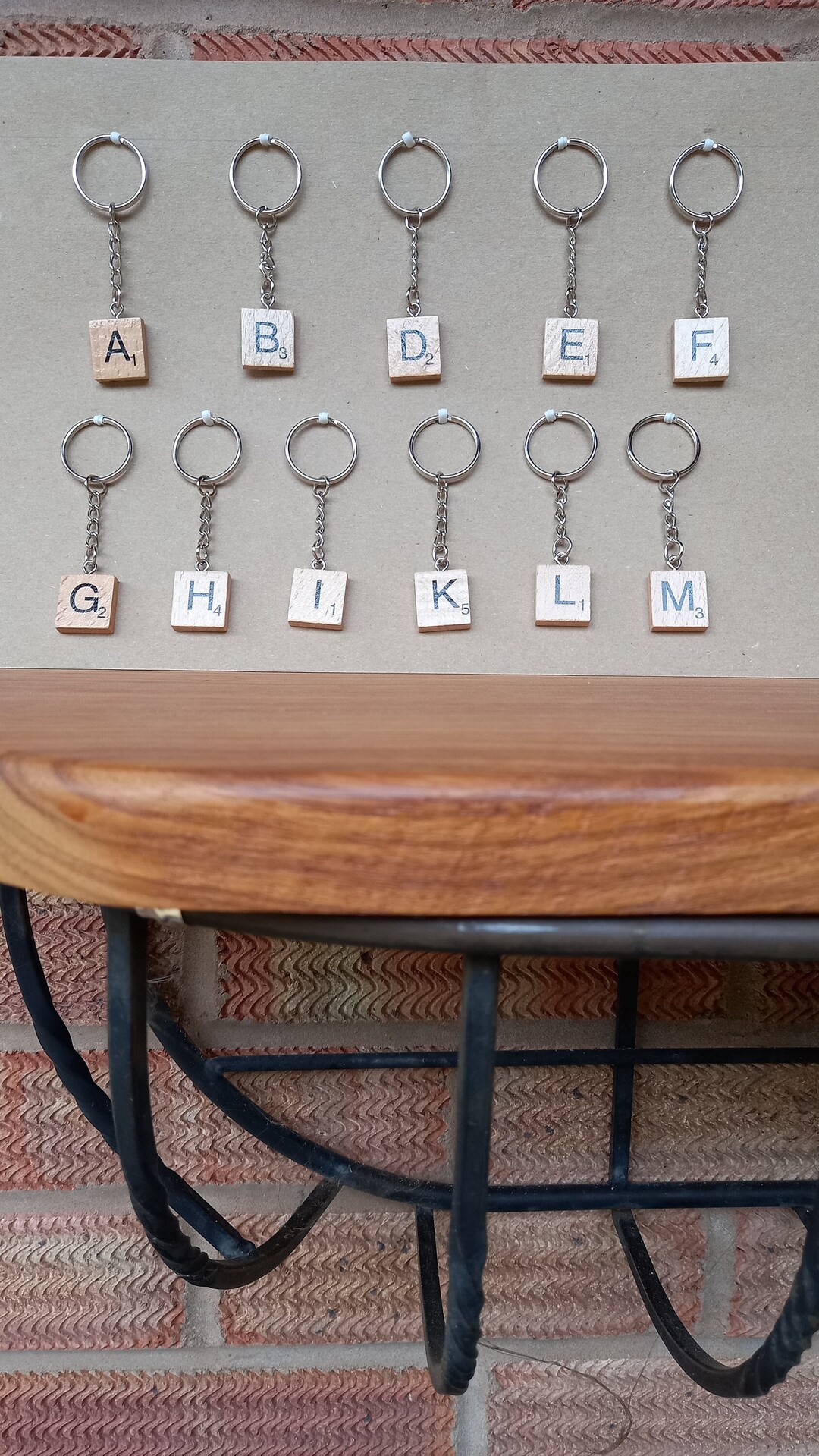 Wooden Scrabble Tile Letter Keyrings in a Natural Finish Etsy UK