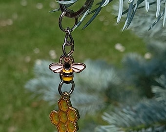 Bumblebee and Honeycomb keyring/keychain/bag charms