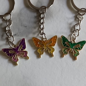 Enamelled metal butterfly keyrings, keychains  ,bag charms