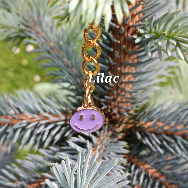 Simley With Chain Smiley Face Small Enamelled Keyrings, Keychains, Bag Charms - Etsy