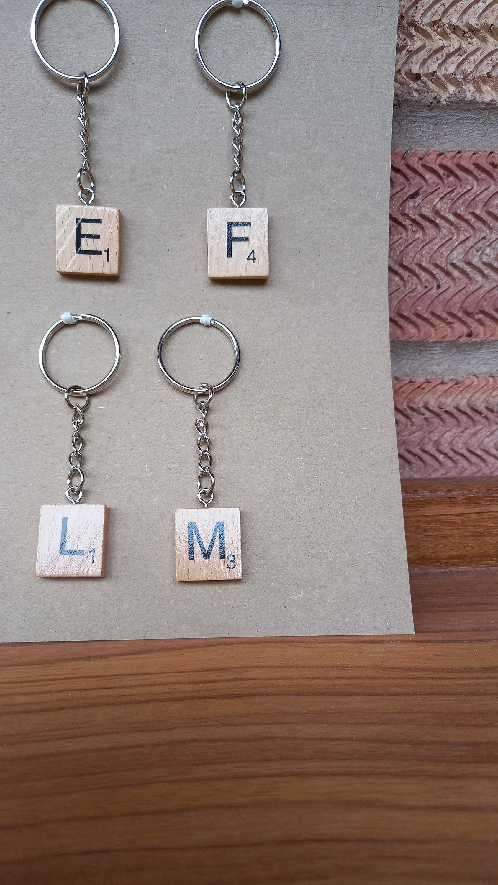 Wooden Scrabble Tile Letter Keyrings in a Natural Finish Etsy UK