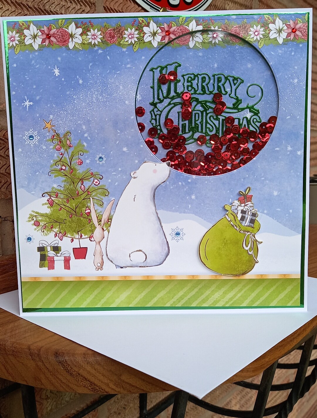 Merry Christmas 8x8 Shaker Card - Etsy