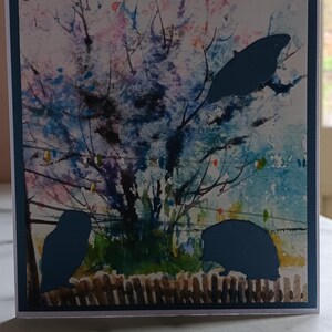 Biglietto di auguri fatto a mano A6 Just for you con silhouette blu