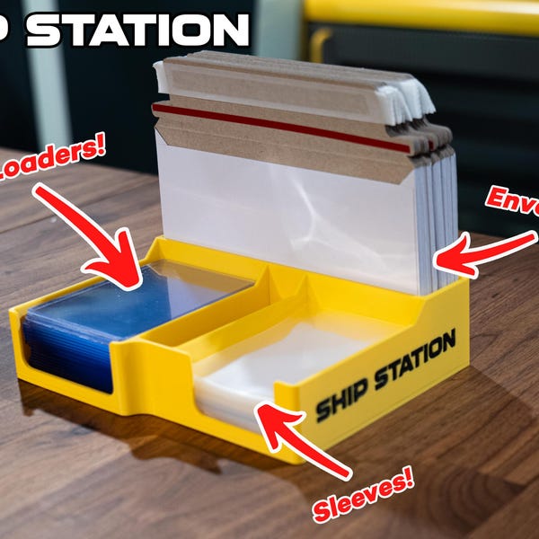 Trading Card Shipping Station | For Whatnot/Ebay Seller | Holds Penny Sleeves, Toploaders, Envelopes