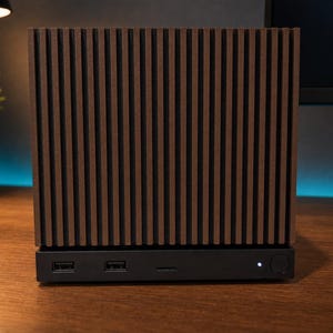 Steam Machine Faceplate, Narrow Slat Magnetic Cover, Brown Black Gaming Accessory