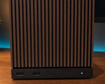 Painel frontal para Steam Machine, capa magnética com ripas estreitas, acessório para jogos nas cores marrom e preto.