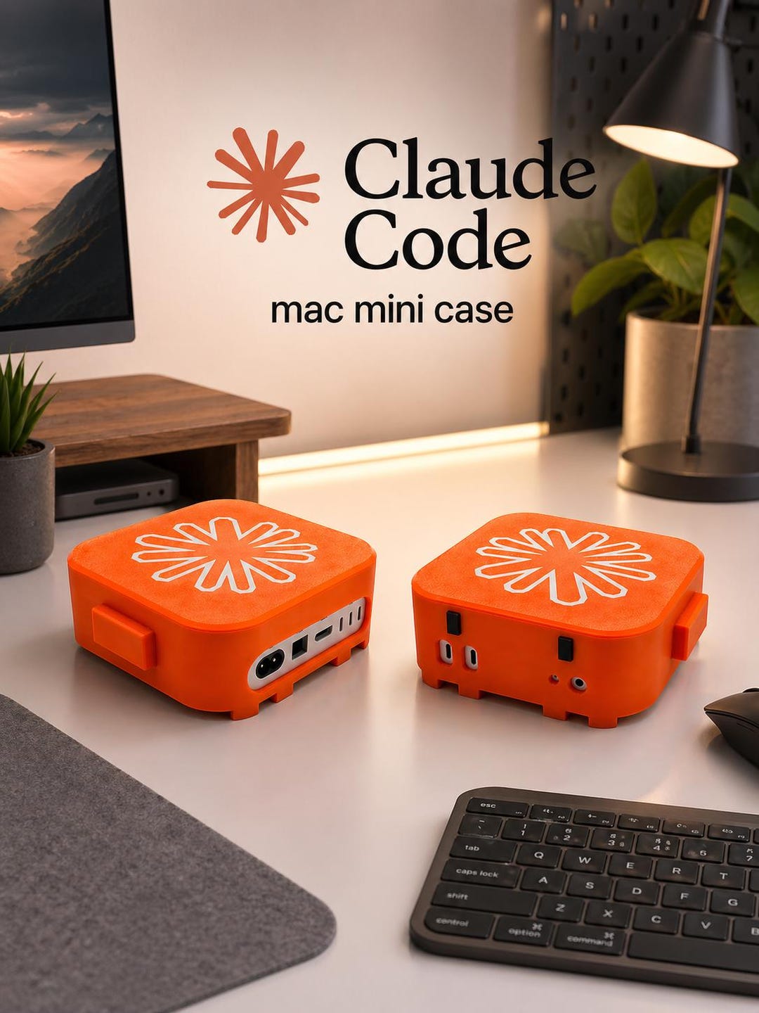 3D Printed Mac Mini M4 Case, Claude Code Orange Enclosure