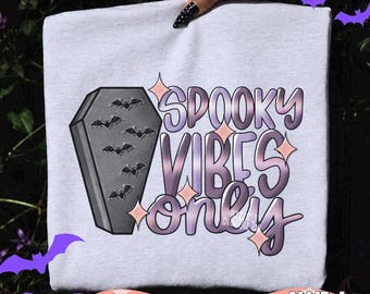 Spooky Vibes Halloween Png, spooky tshirt, halloween sublimation, spooky season png, coffin png, purple halloween, fall png, scary png