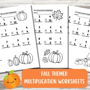 Printable Fall Themed Multiplication Worksheets, Pumpkin Theme, Second ...