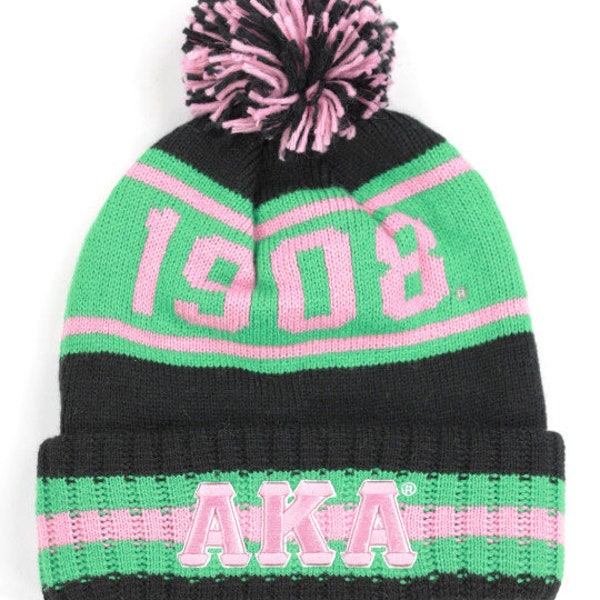 Black and Green Women Beanie